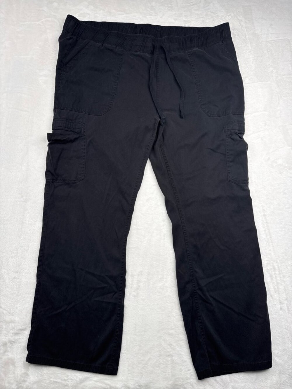 Buffalo David Bitton Womens XL Black Cargo Pants With Stretch Waistband Tencel